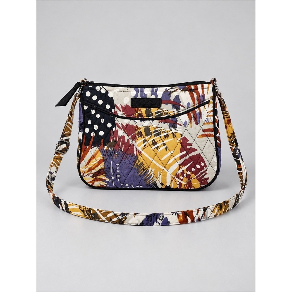 Vera Bradley Little Crossbody Painted Feathers Bohemian Cotton Quilted New